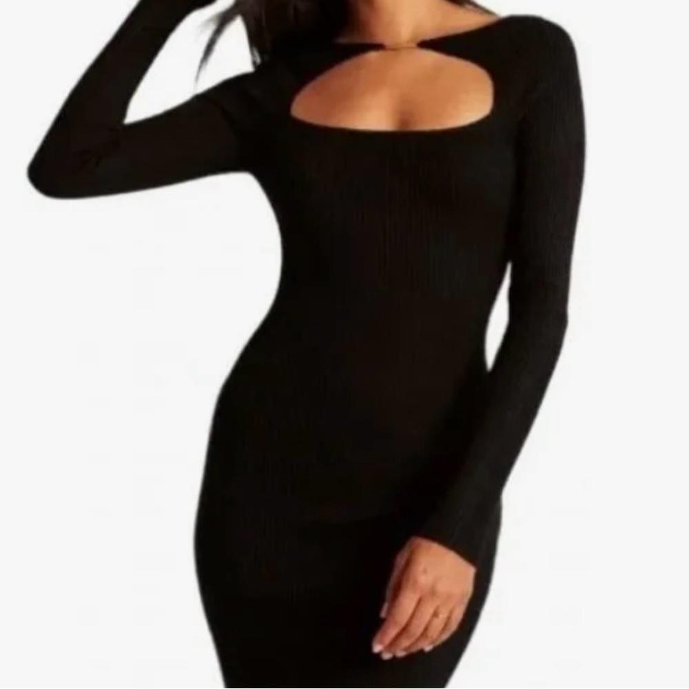 Abercrombie & Fitch Black Long Sleeve Cut-Out Dress
